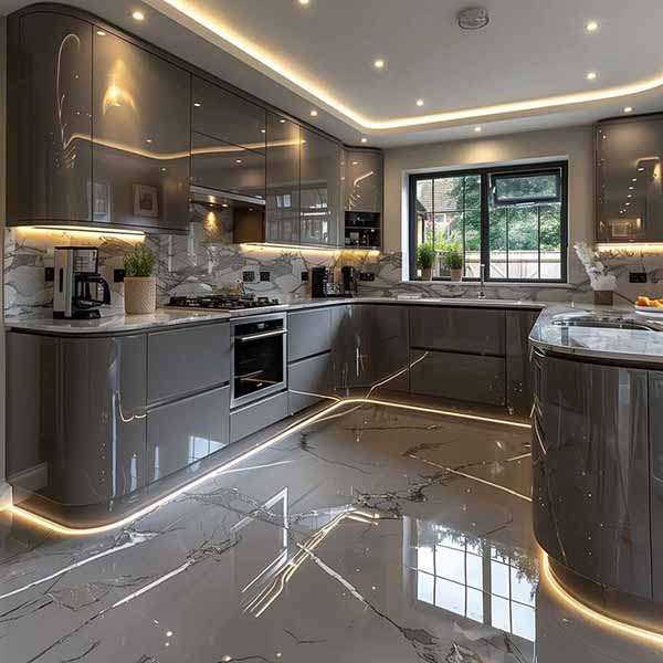 کابینت مدرن بسیار طراحی ساده و با رنگ خنثی و به صورت مگنتی هستند.